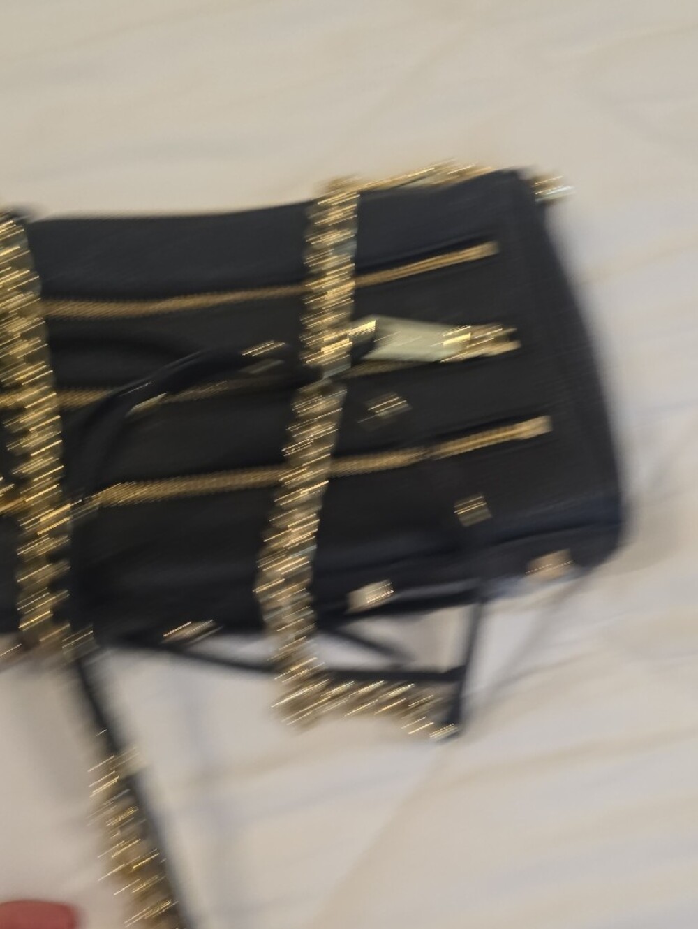 Rebecca Minkoff Black Crossbody with Gold Chain & Triple Zips - Picture 5 of 5